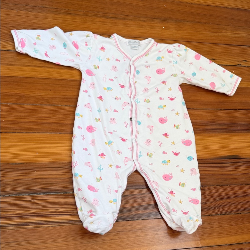 Kissy Kissy Pink and White Patterned Footie